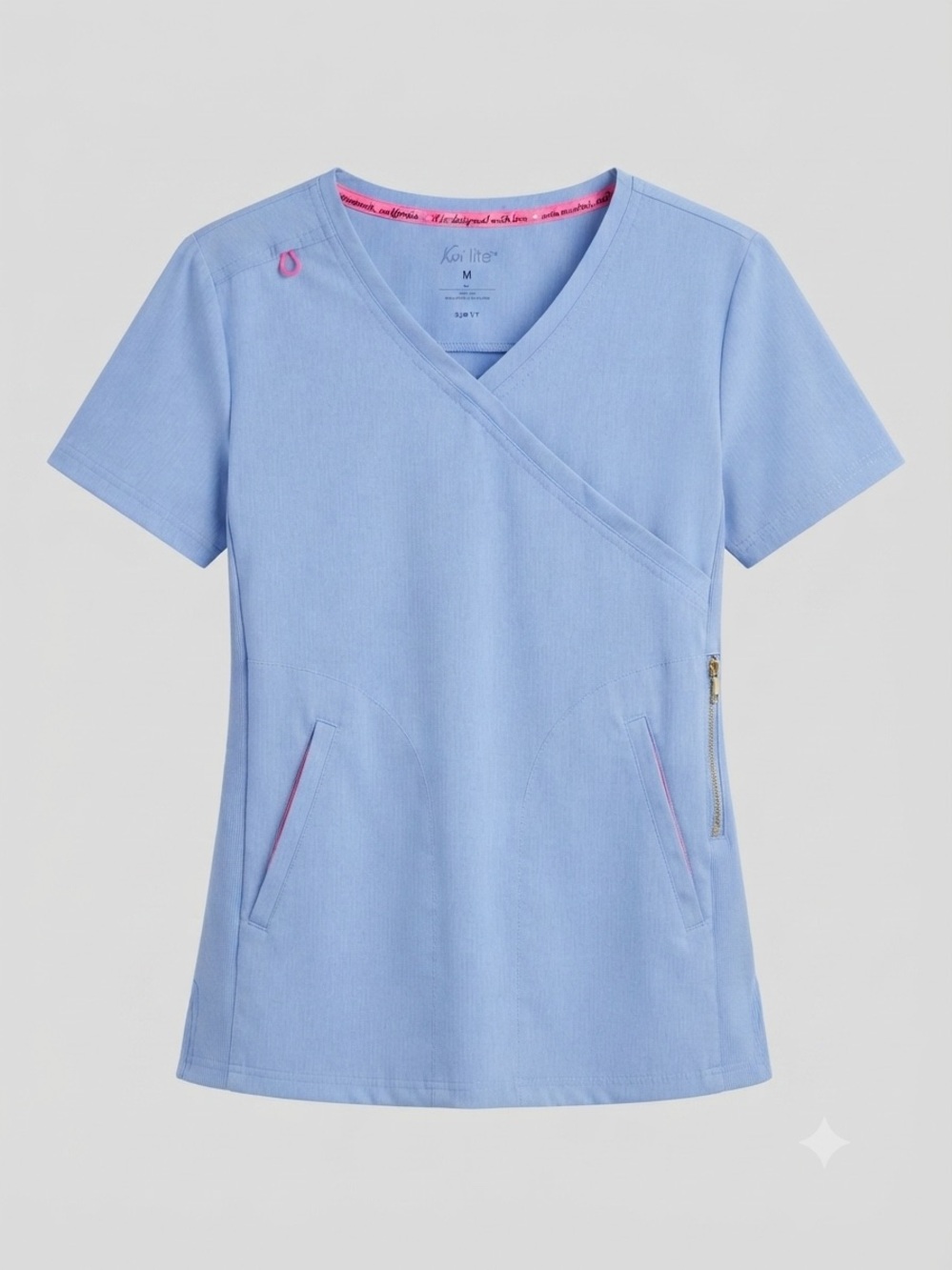 Koi Lite Light Blue Scrub Top Size Medium Style 316 (Dobby)
